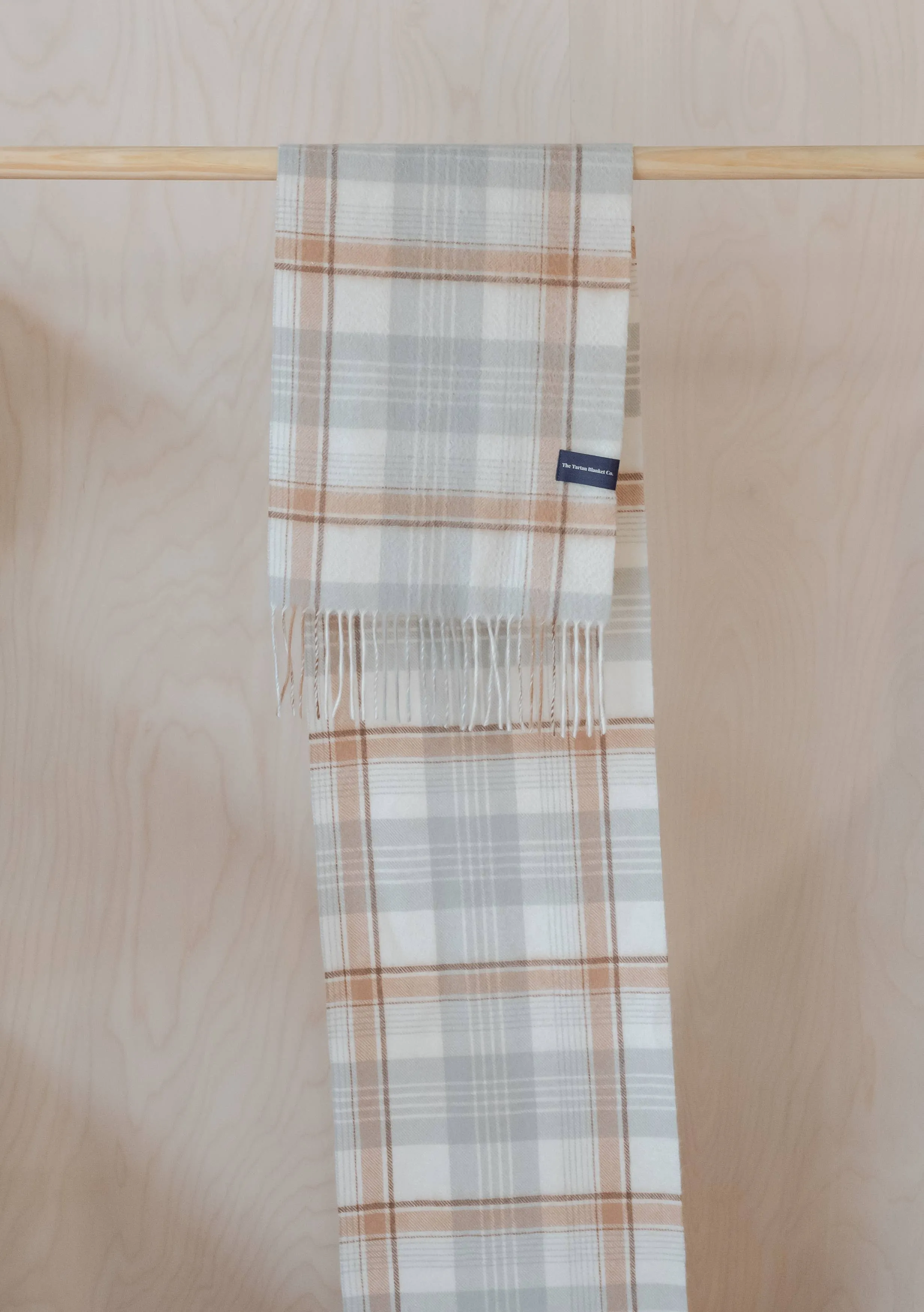 Tartan Cashmere Scarf in Cream Rustic Check