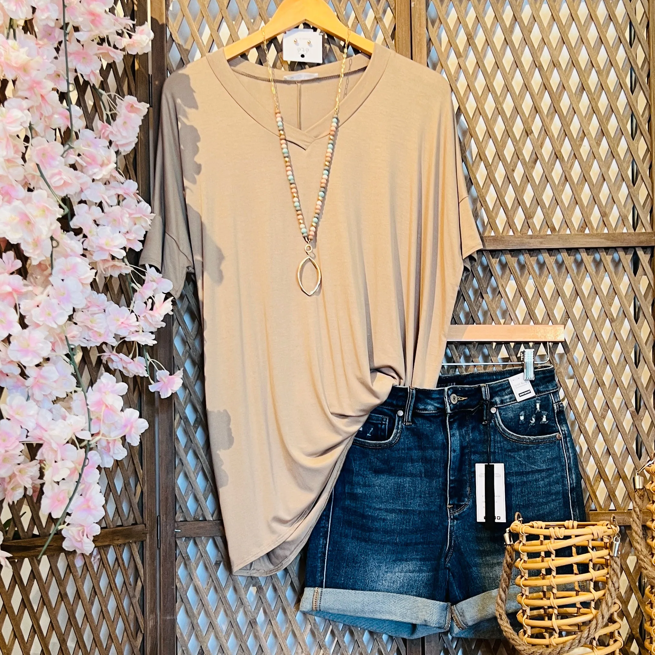 Taupe Be Chic Tunic Tops