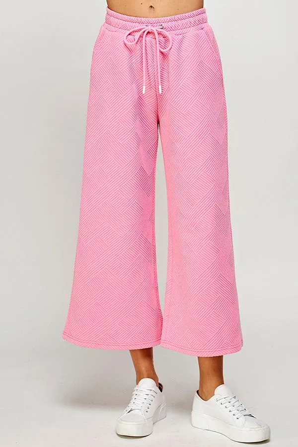 Textured Cropped Wide Pants