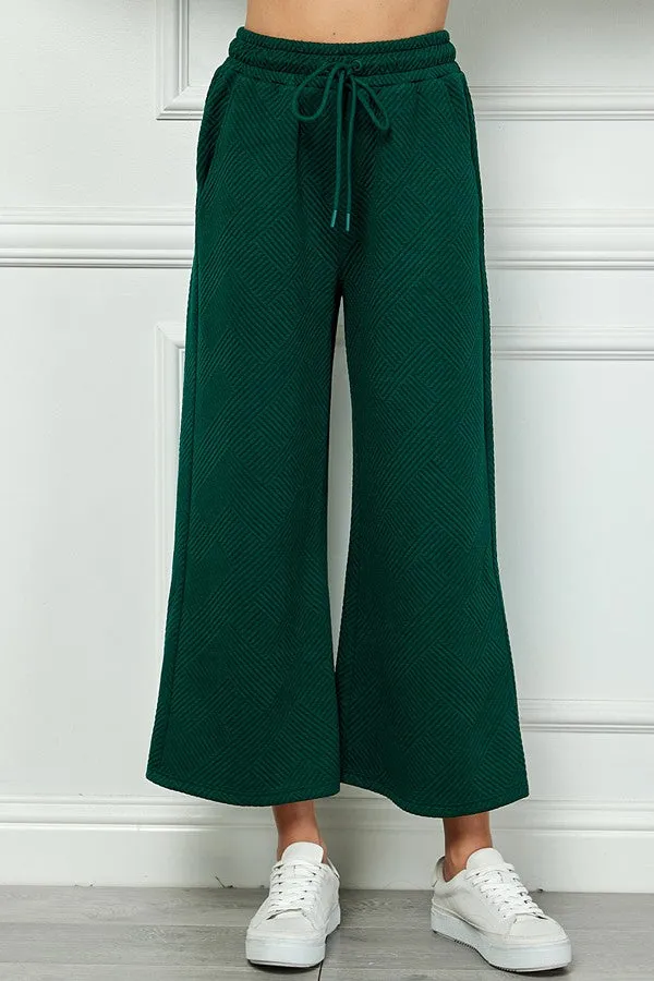 Textured Cropped Wide Pants