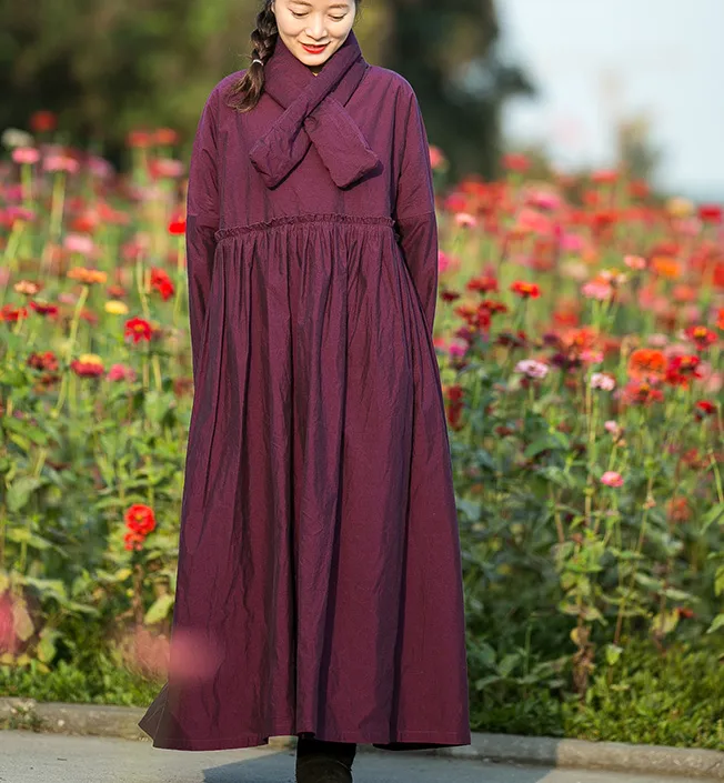 Thick Fleece Long Sleeve Cotton Dress Winter Women Dress XSYCP9201229