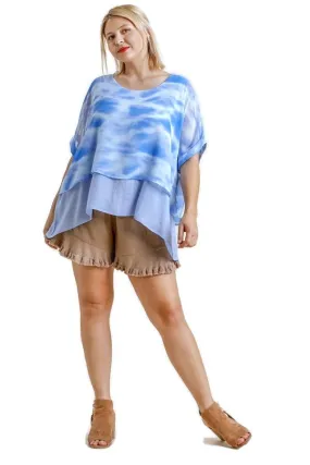 Tie Dye Layered Top, Blue