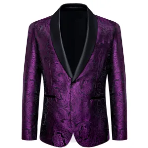 Ties2you Dress Suit Deep Purple Paisley Shawl Collar Silk Prom Suit for Men