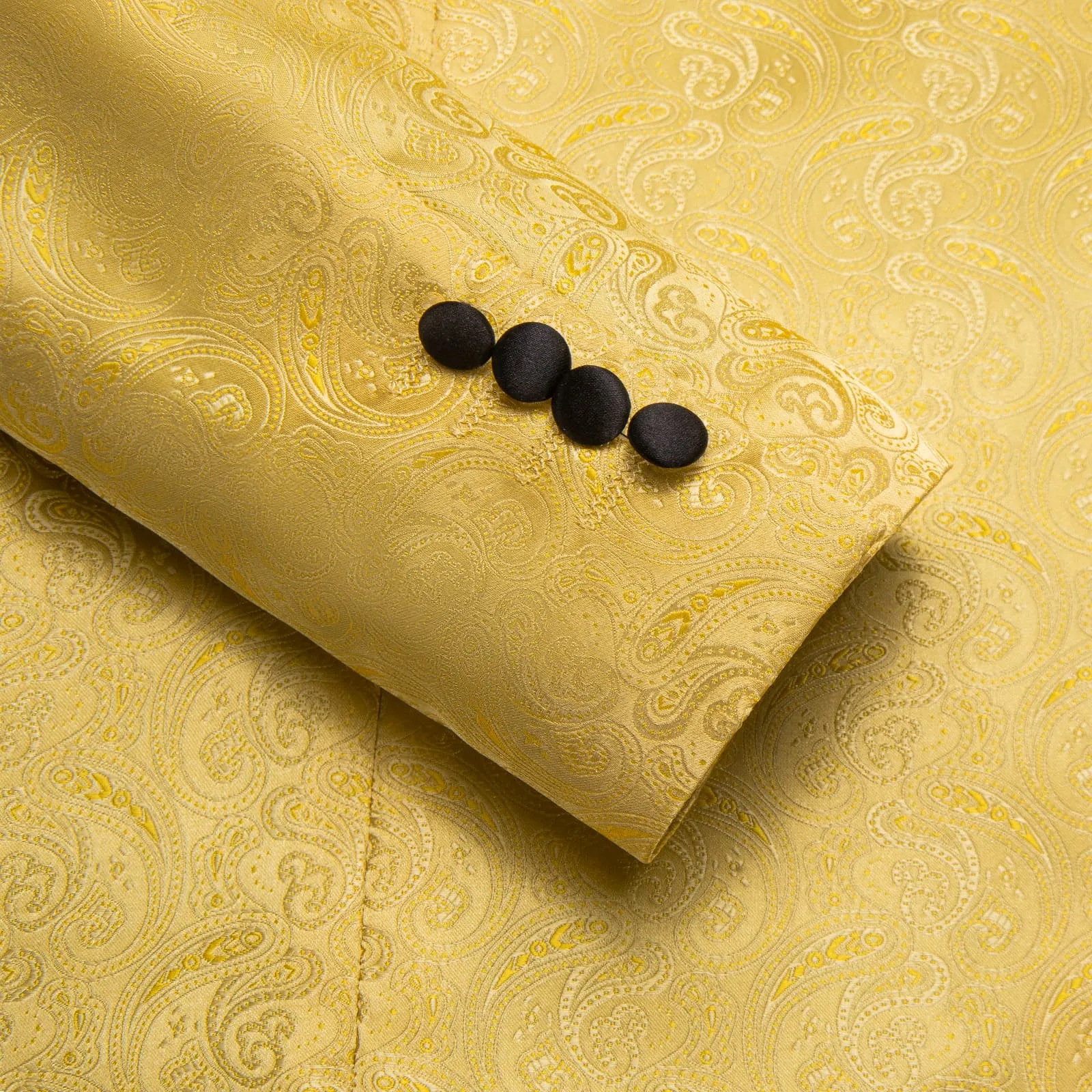 Ties2you Dress Suit Urobilin Yellow Paisley Shawl Collar Silk Prom Suit for Men