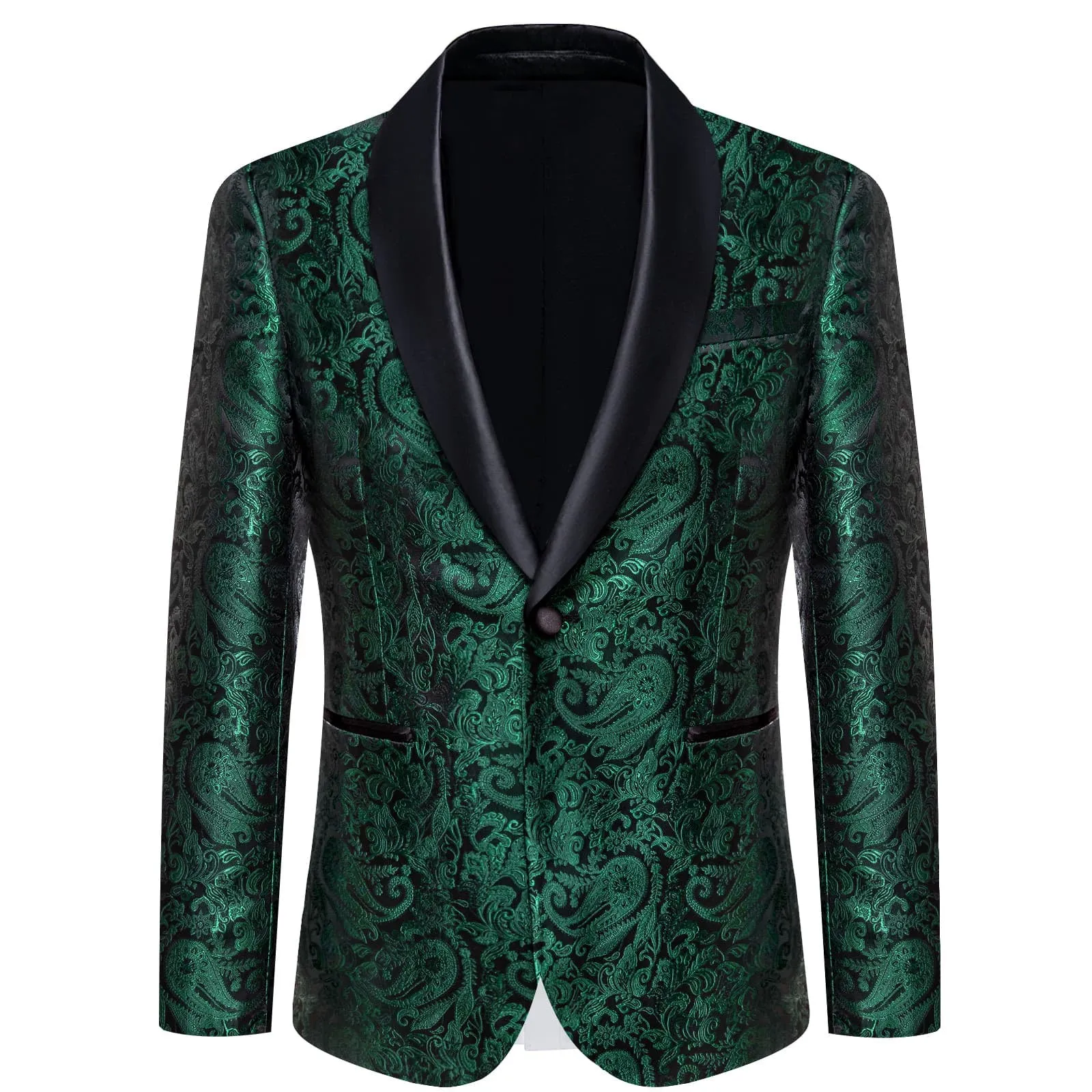 Ties2you Tuxedo Suit Medium Jungle Green Paisley Shawl Collar Silk Dress Suit for Men Wedding