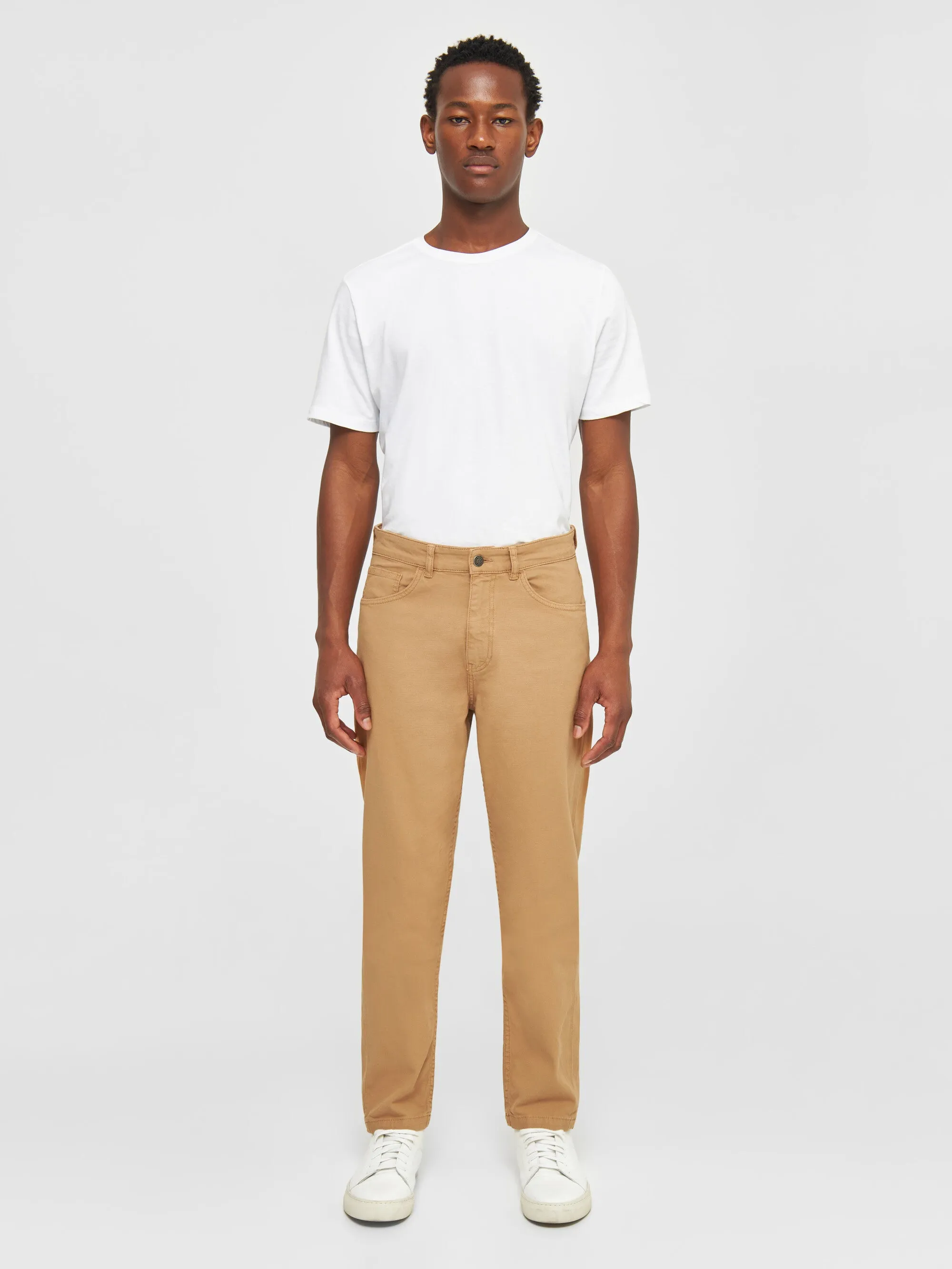 TIM tapered fit canvas 5-pocket pants - Brown Sugar