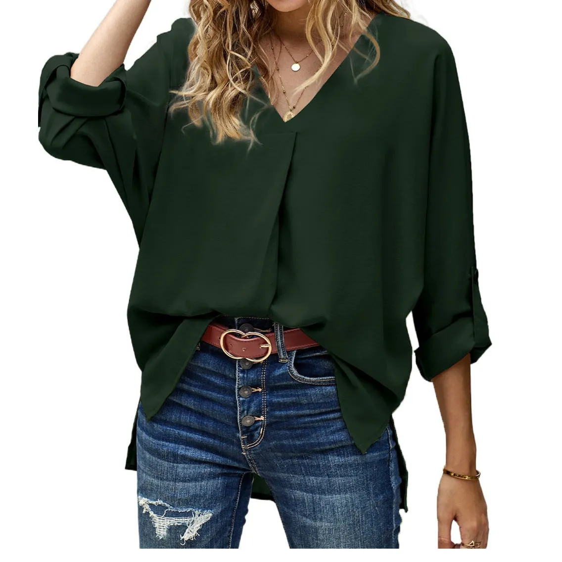 Tunic Top Sleeve Blouse Shirt