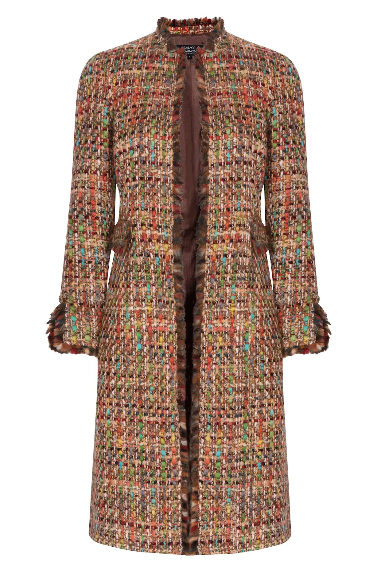 Tweed Dress Coat in Autumnal Browns - Claire