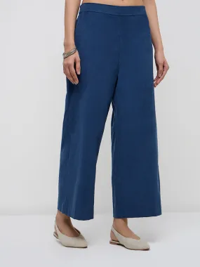 Utsa Indigo Corduroy High-Rise Cotton Ethnic Pants