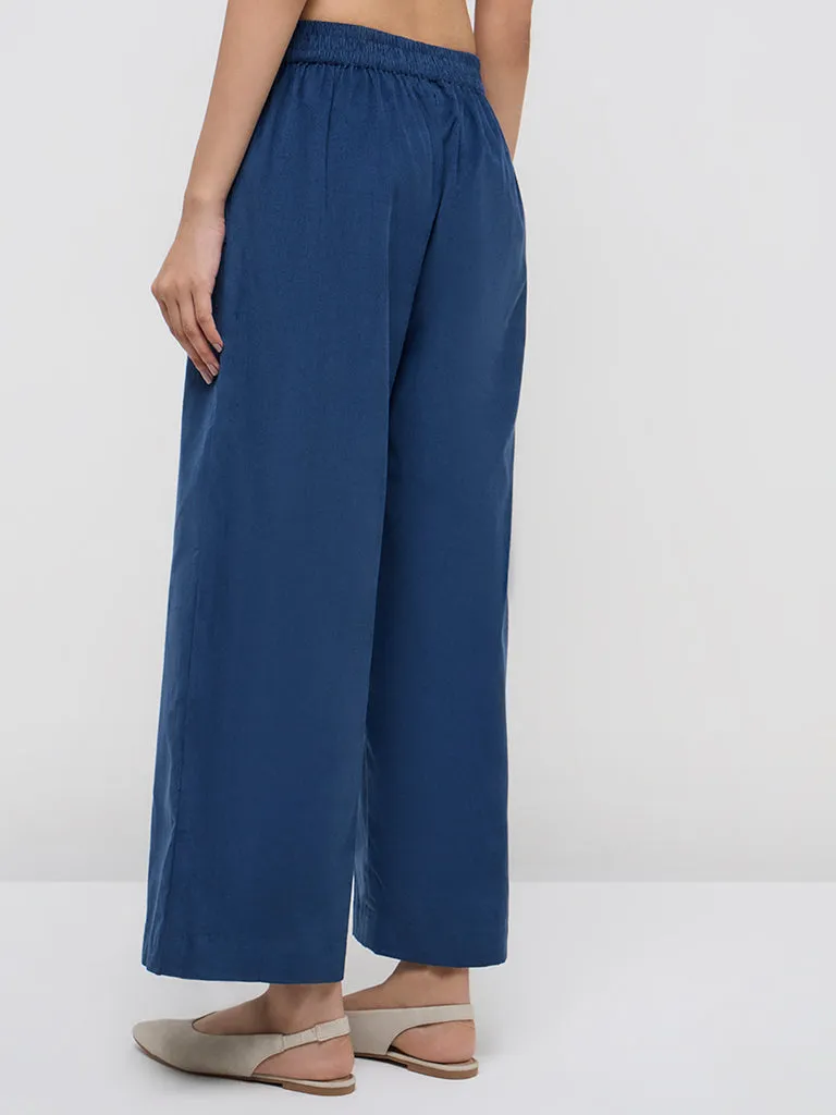 Utsa Indigo Corduroy High-Rise Cotton Ethnic Pants