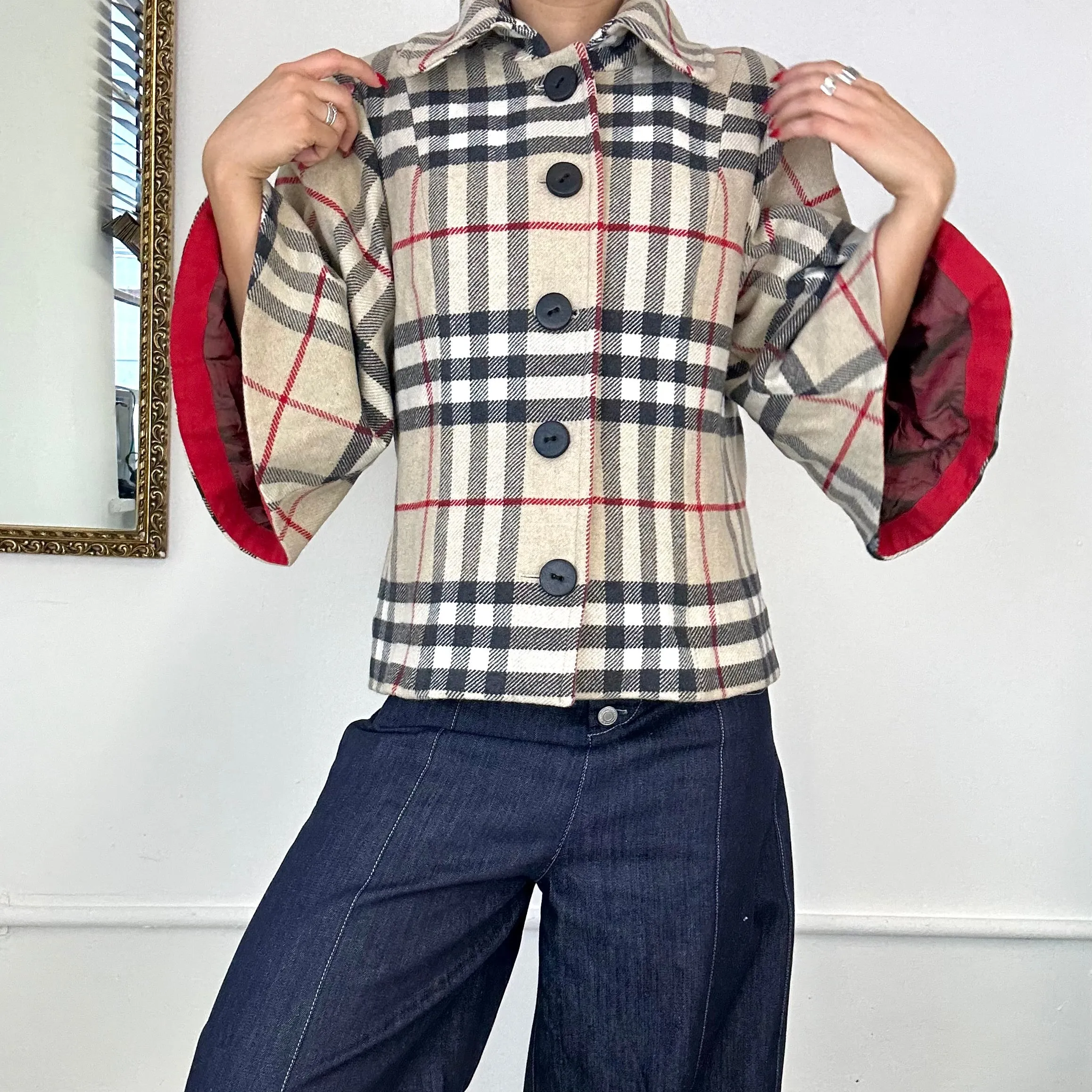 vintage wool tartan pea coat