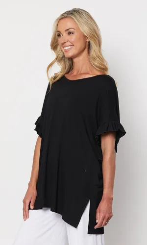 Viscose/Elastane Ruffle Sleeve Tunic