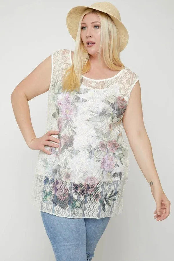 Voluptuous ( ) Plus Lace, Sleeveless Tunic Top - 2 styles - Ships from The USA