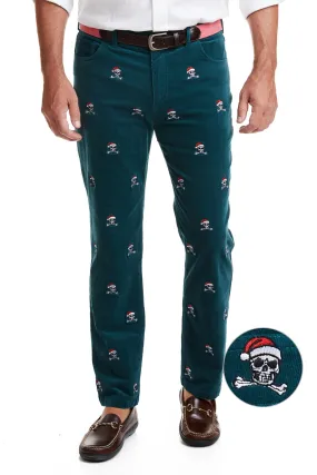 Wayfarer 5-Pocket Pinwale Corduroy Pant Hunter with Christmas Jolly Roger