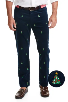 Wayfarer 5-Pocket Pinwale Corduroy Pant Nantucket Navy with Christmas Tree