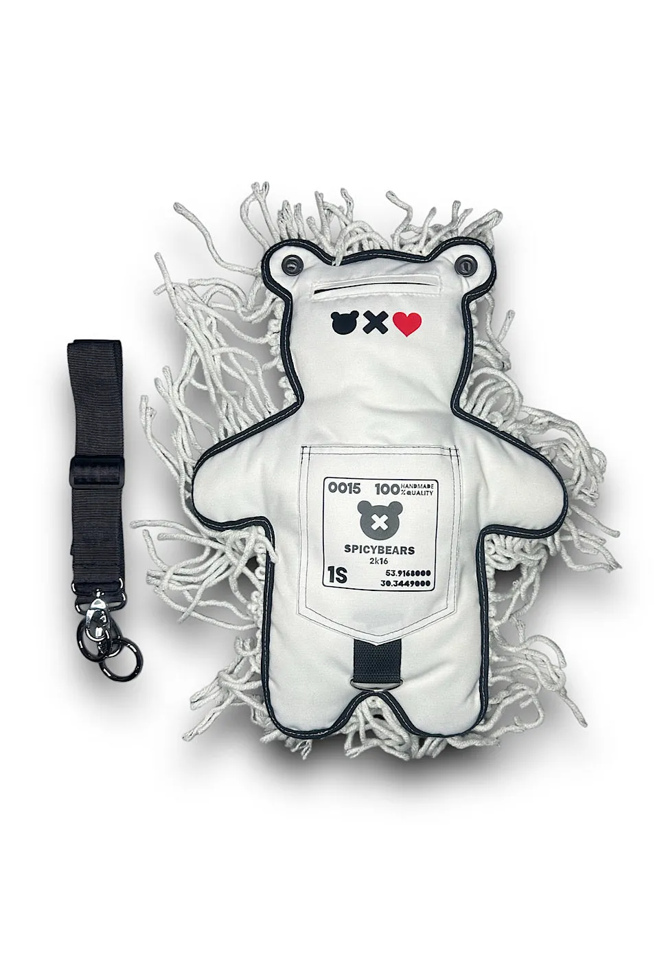 White | White Semi-Wool Coat | Valentine's Spooky Bear Bag