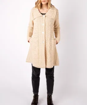 Willow Aran A Line Buttoned Coat Oatmeal Marl