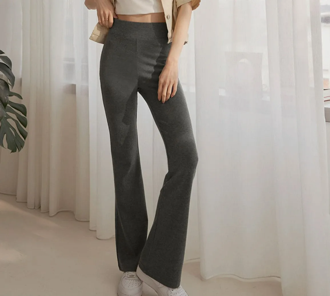 Women Casual Slimming Fit Elastic High Waist Long Wide Leg Pants Trousers