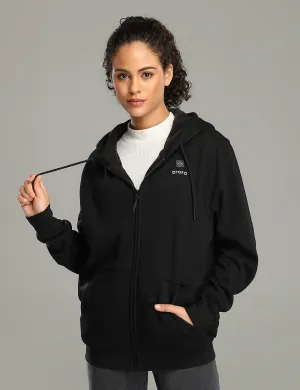 Women Heated  Fleece Hoodie - Black