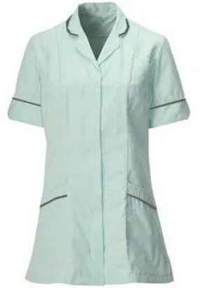 Women's Aqua/White Poly-Cotton Zipper Tunic | Ideal for Nurses & Healthcare Workers | Sizes 8-26 | FNLT01