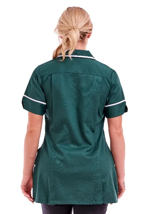 Women's Bottle Green Poly-Cotton Tunic – Nurse & Care Worker Uniform (Sizes 8-26) | FUL01