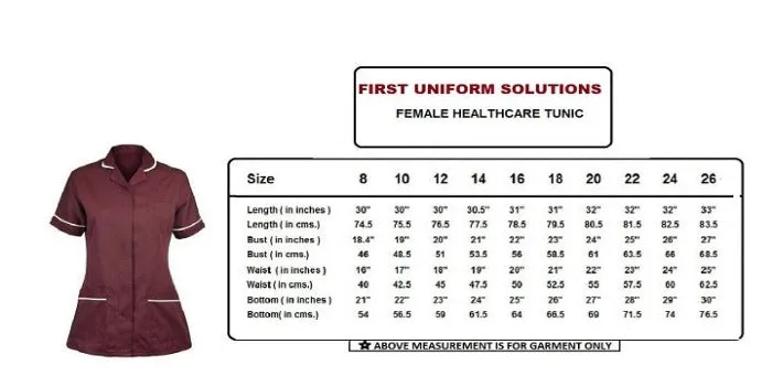 Women's Burgundy Care Tunic Ideal for Nurses & Care Workers | Sizes 8-26 | FUL05