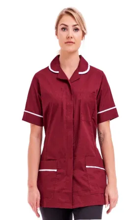 Women's Burgundy Care Tunic Ideal for Nurses & Care Workers | Sizes 8-26 | FUL05