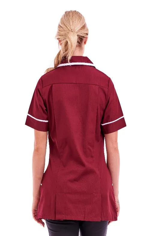 Women's Burgundy Care Tunic Ideal for Nurses & Care Workers | Sizes 8-26 | FUL05