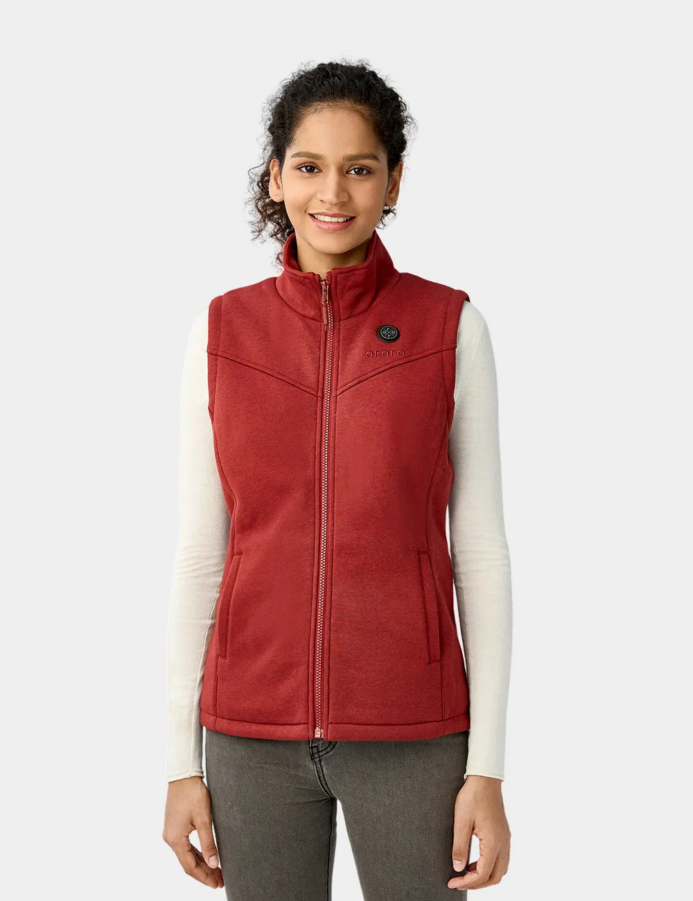 Women's Heated Fleece Vest - Red/Blue