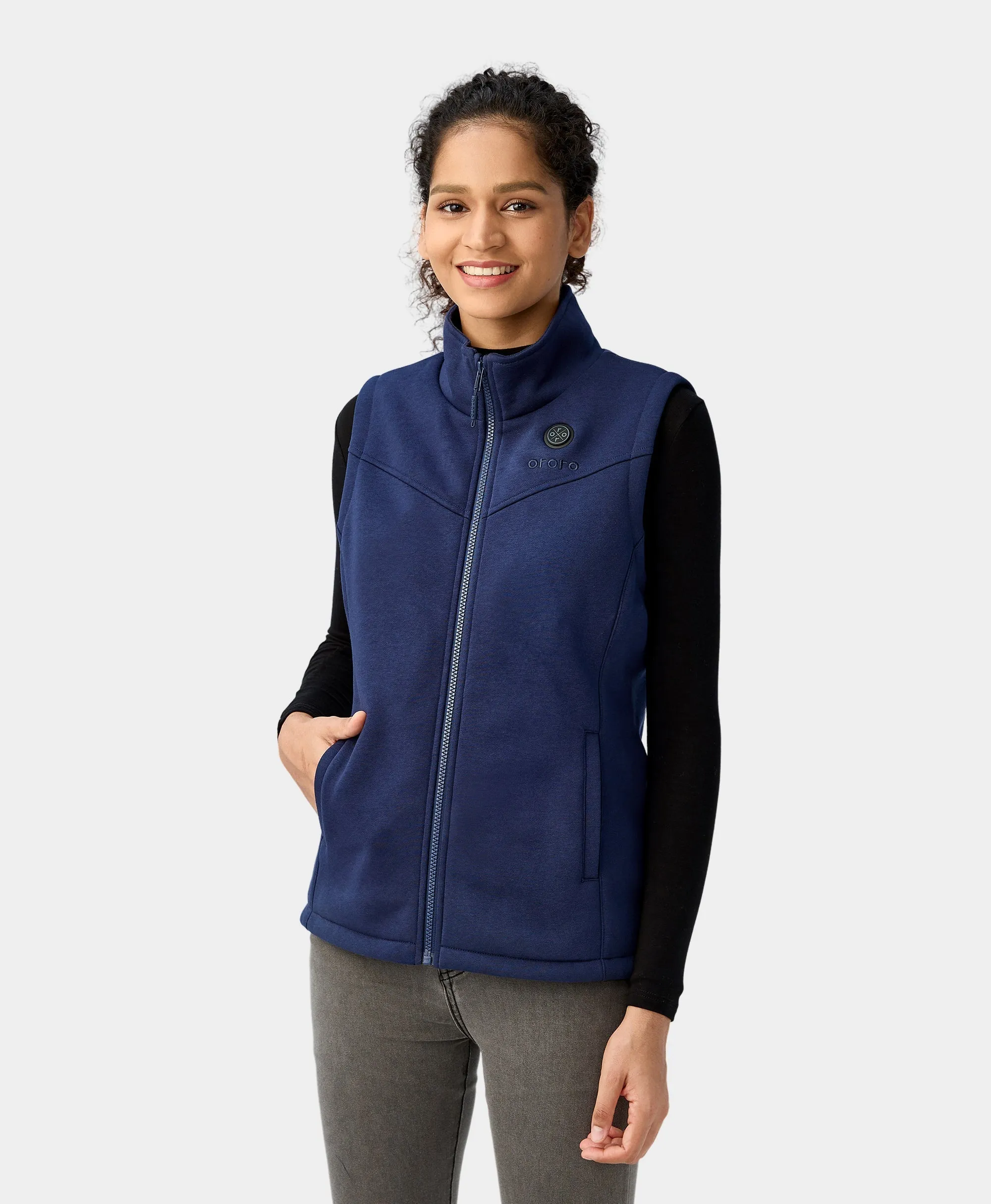 Women's Heated Fleece Vest - Red/Blue