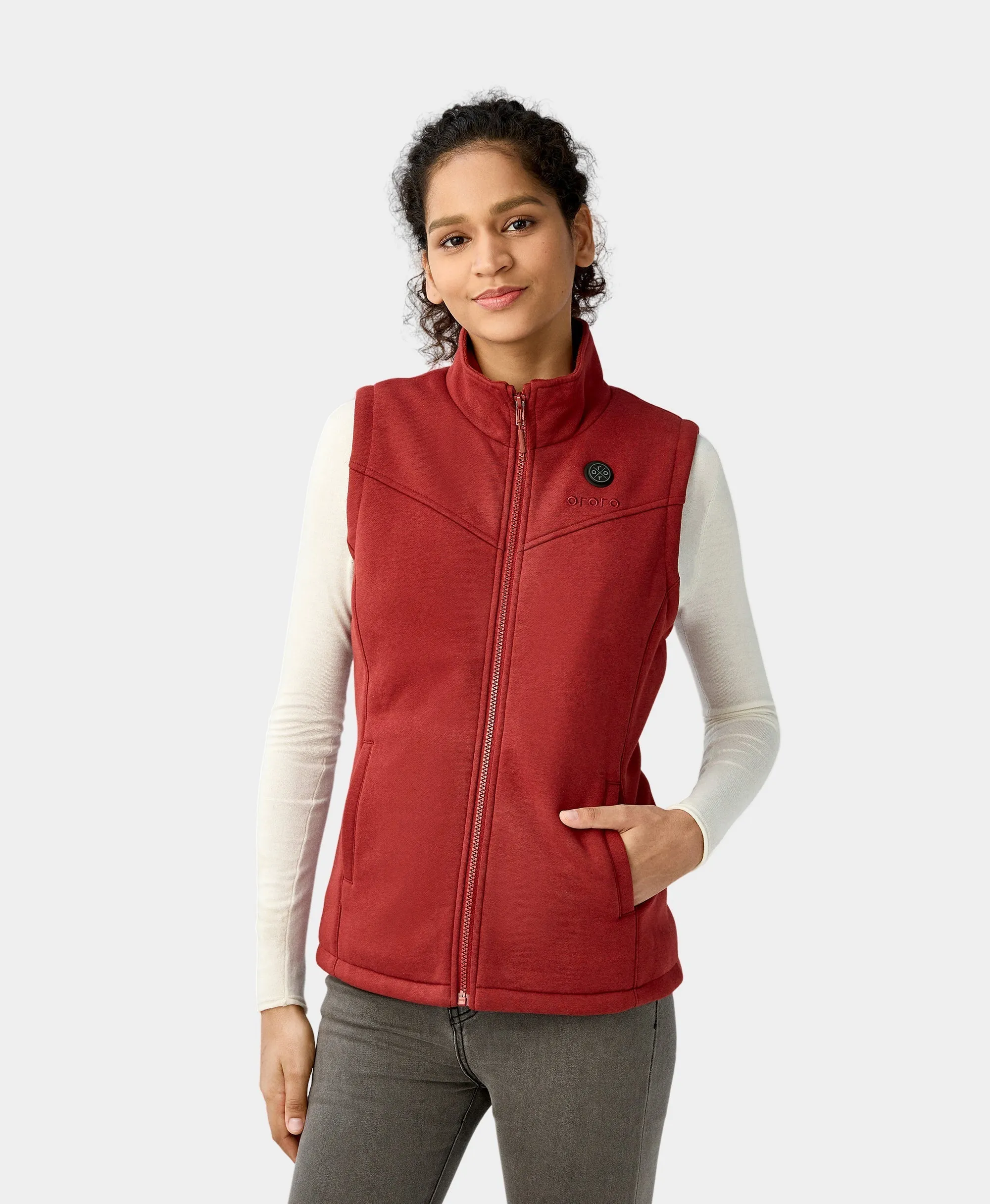 Women's Heated Fleece Vest - Red/Blue