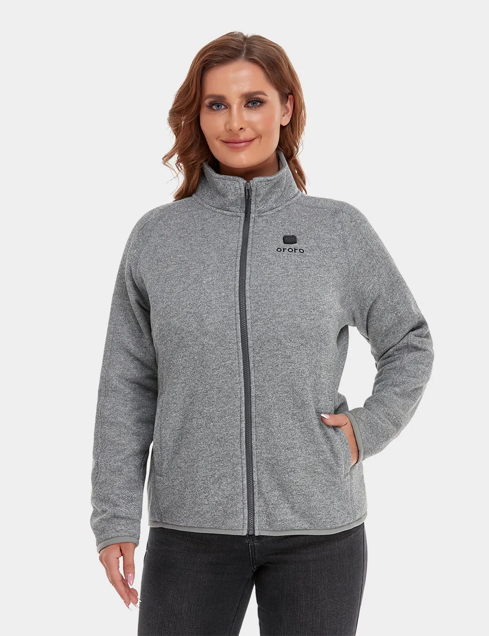 Women's Heated Full-Zip Fleece Jacket - Flecking Grey