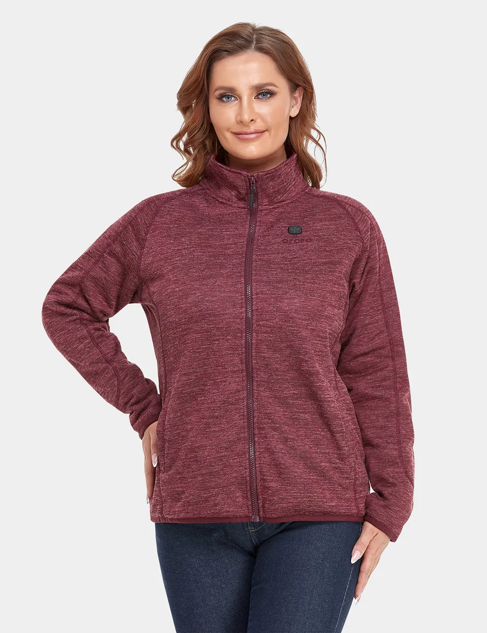 Women's Heated Full-Zip Fleece Jacket - Maroon