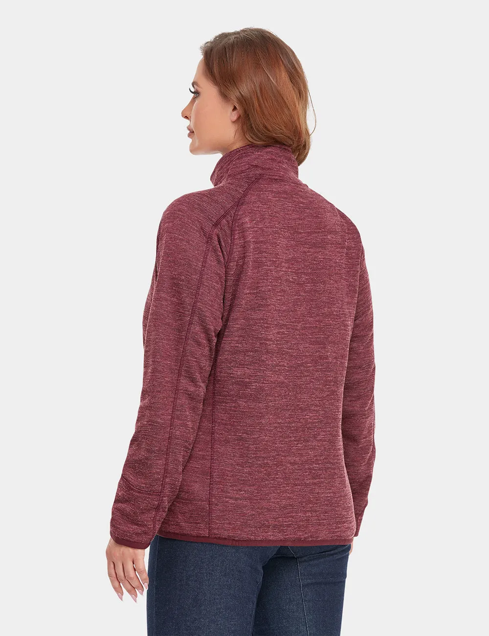 Women's Heated Full-Zip Fleece Jacket - Maroon