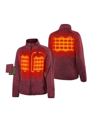 Women's Heated Full-Zip Fleece Jacket - Maroon