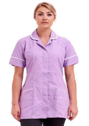 Women's Lilac Poly Cotton Tunic FUL01 – Healthcare & Nurse Uniform (Sizes 8-26)