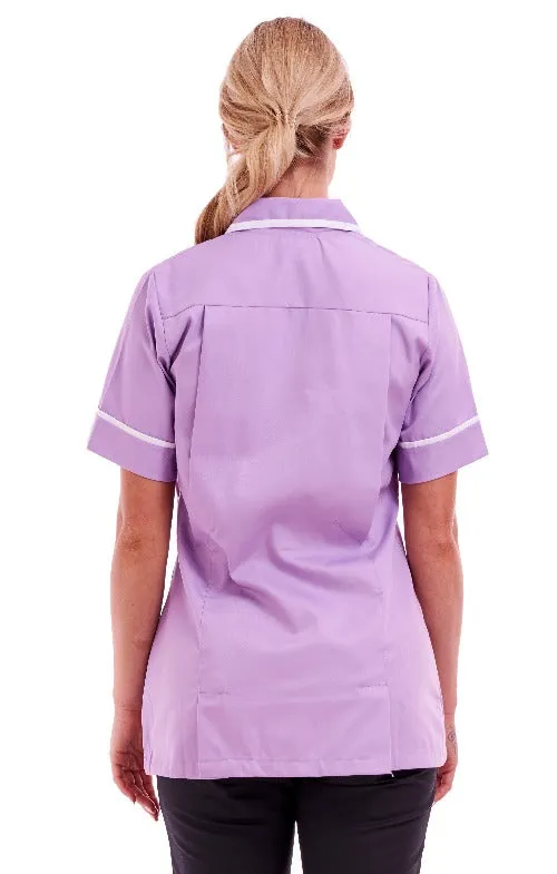 Women's Lilac Poly Cotton Tunic – Nurse & Care Home Uniform (Sizes 8-26) | FUL05