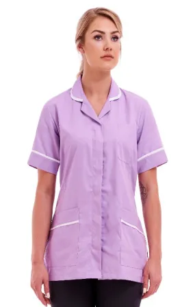 Women's Lilac Poly Cotton Tunic – Nurse & Care Home Uniform (Sizes 8-26) | FUL05