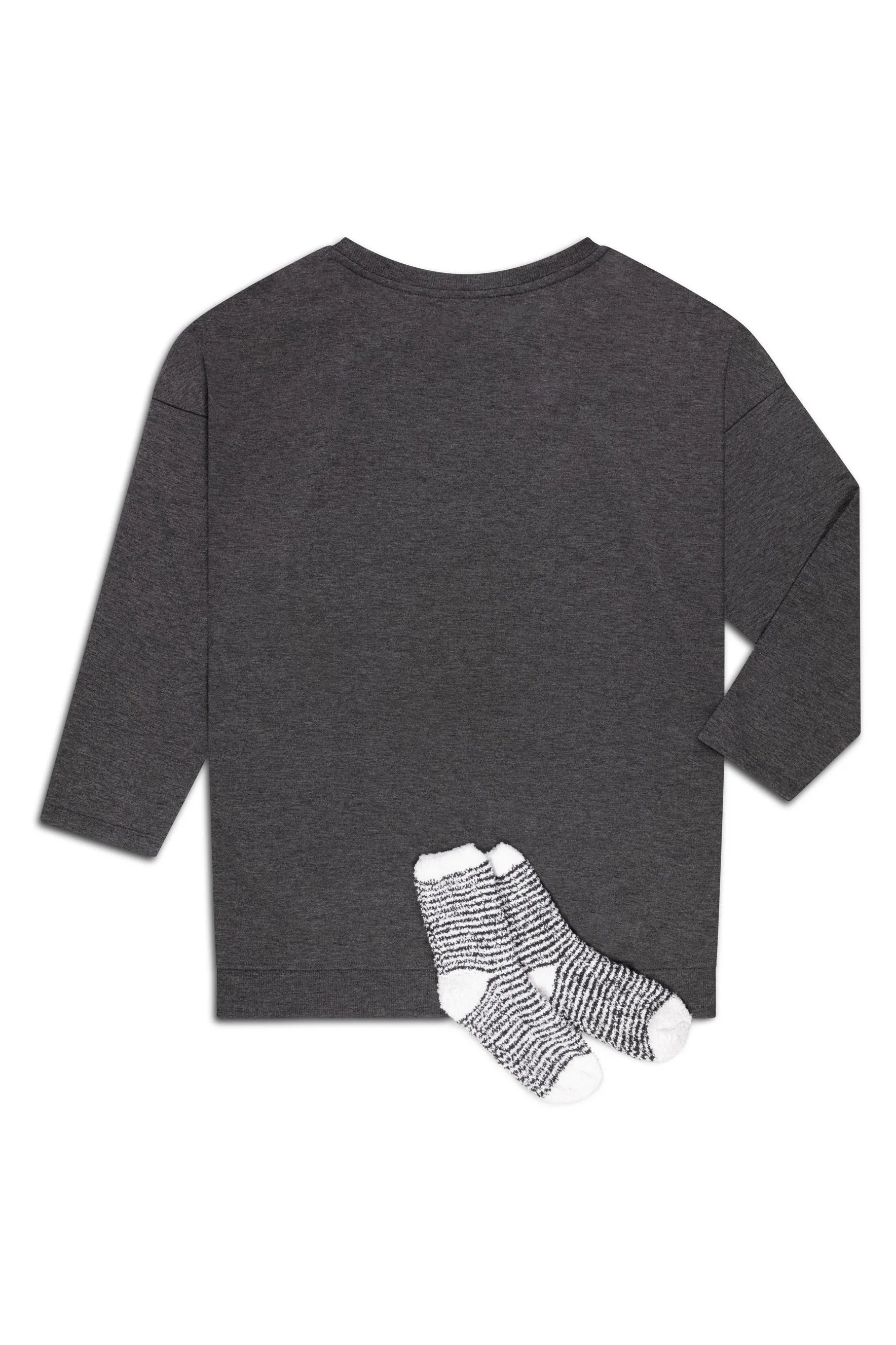 Women's Plus Size "DOG MOM" Pullover Tunic Sweatshirt with Cozy Socks