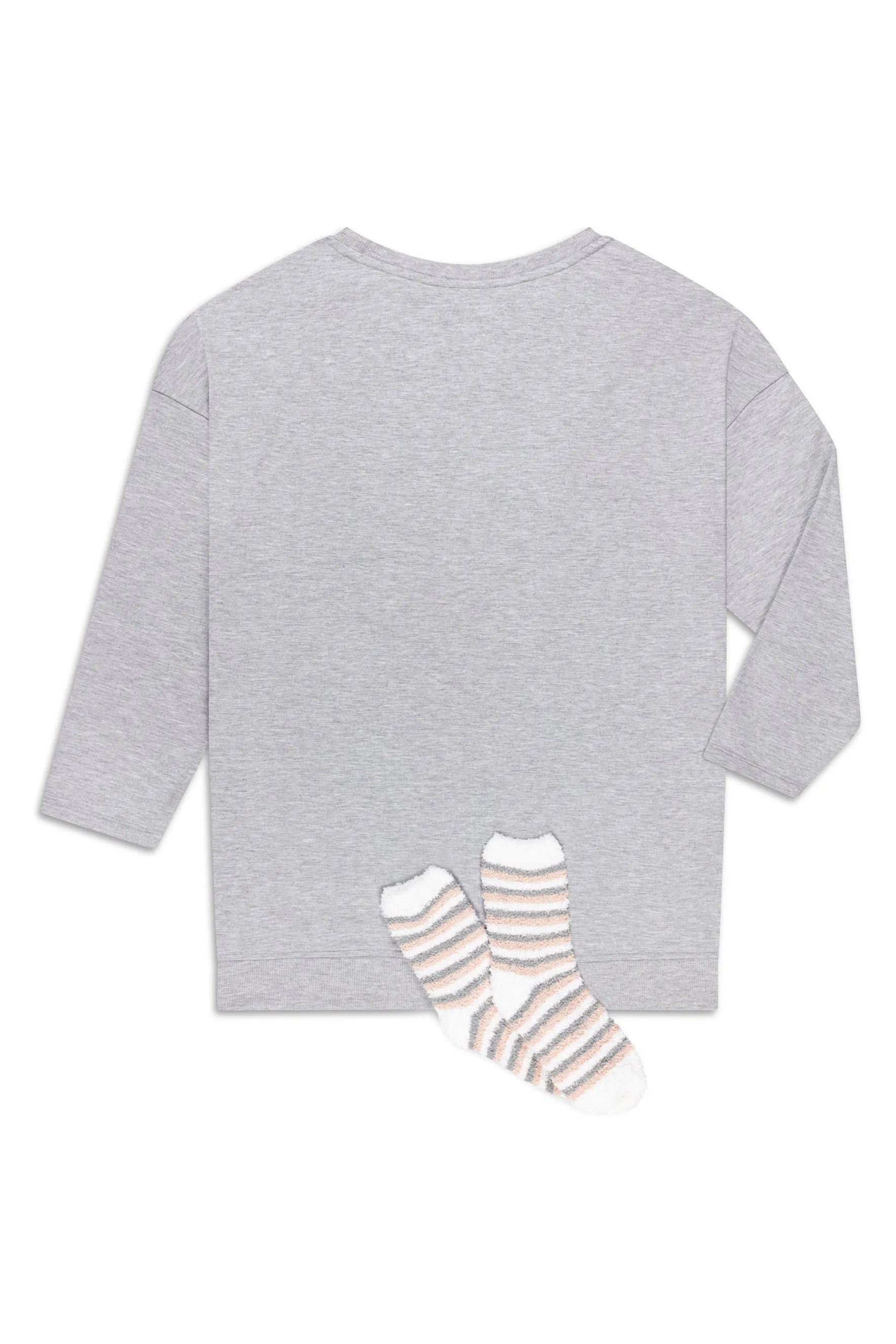 Women's Plus Size "MOM LIFE" Pullover Tunic Sweatshirt with Cozy Socks