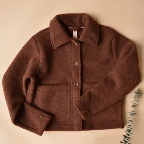 Women's Short Jacket - 100% Organic Wool Fleece - Cinnamon (M) *Last One!