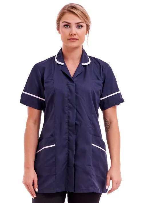 Women's Tunic Ideal for Nurses and Care Homes | Size 8 to 26 | FUL01 Navy Blue