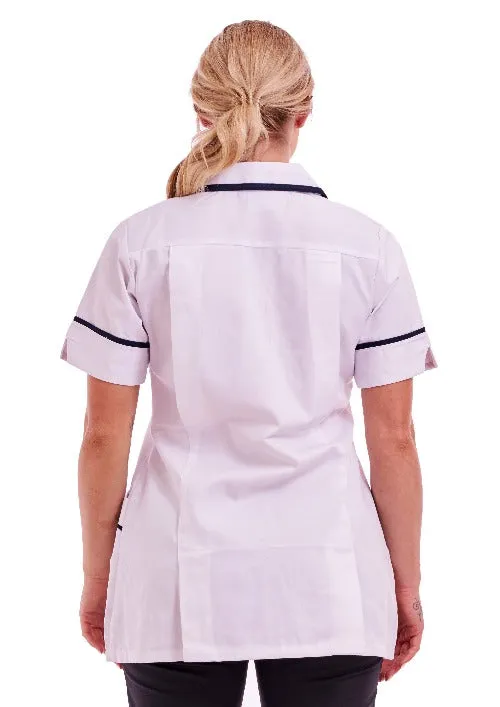 Women's Tunic Ideal for Nurses and Care Homes | Size 8 to 26 | FUL01 White