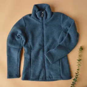 Women's Zip Jacket - 100% Organic Wool Fleece - Atlantic (XS-L) *Returning 2025