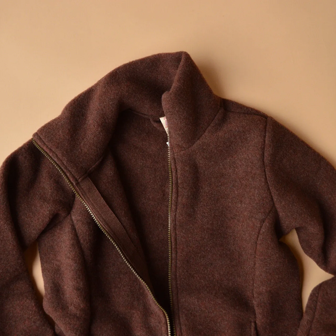 Women's Zip Jacket - 100% Organic Wool Fleece - Cinnamon (S) *Last One!