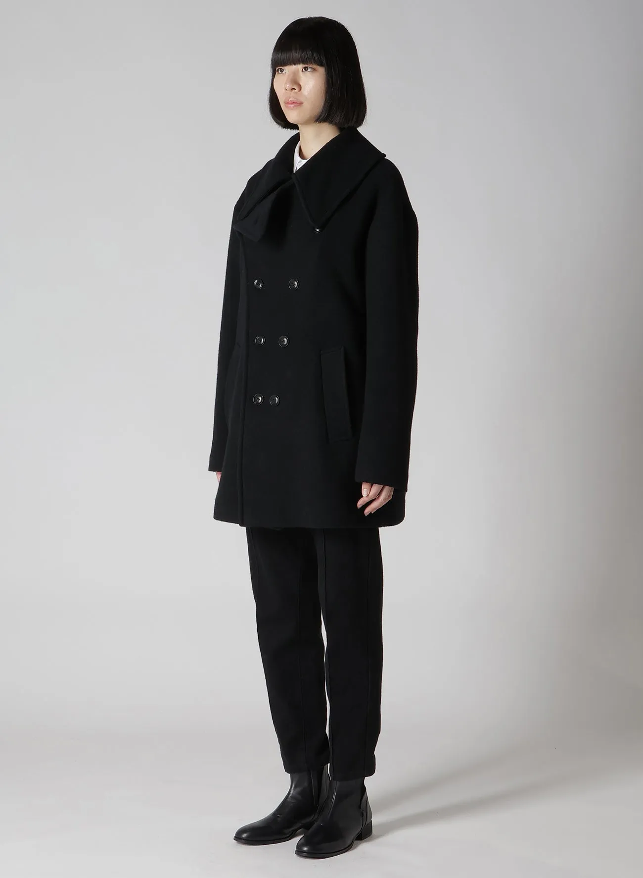 WOOL DOUBLE MOSSER SHORT COAT