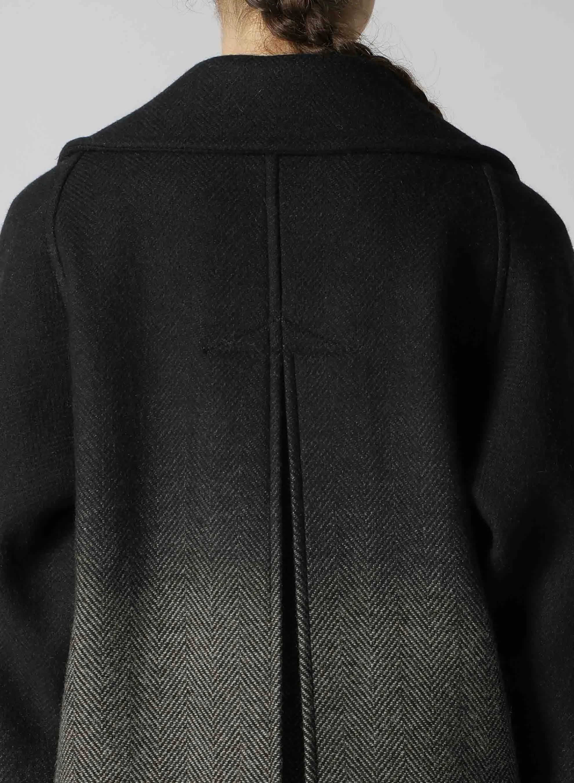 WOOL HERRINGBONE GRADATION LONG COAT