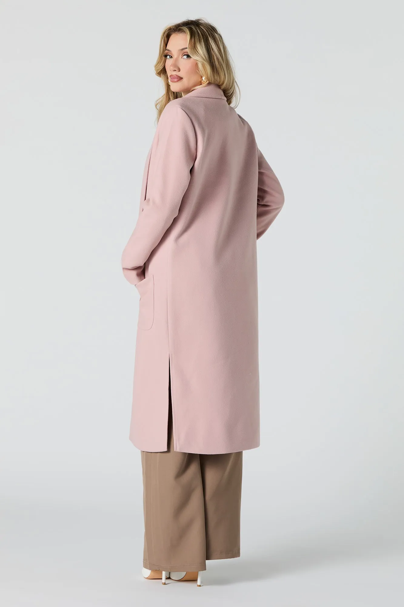 Wool Longline Open Front Coat