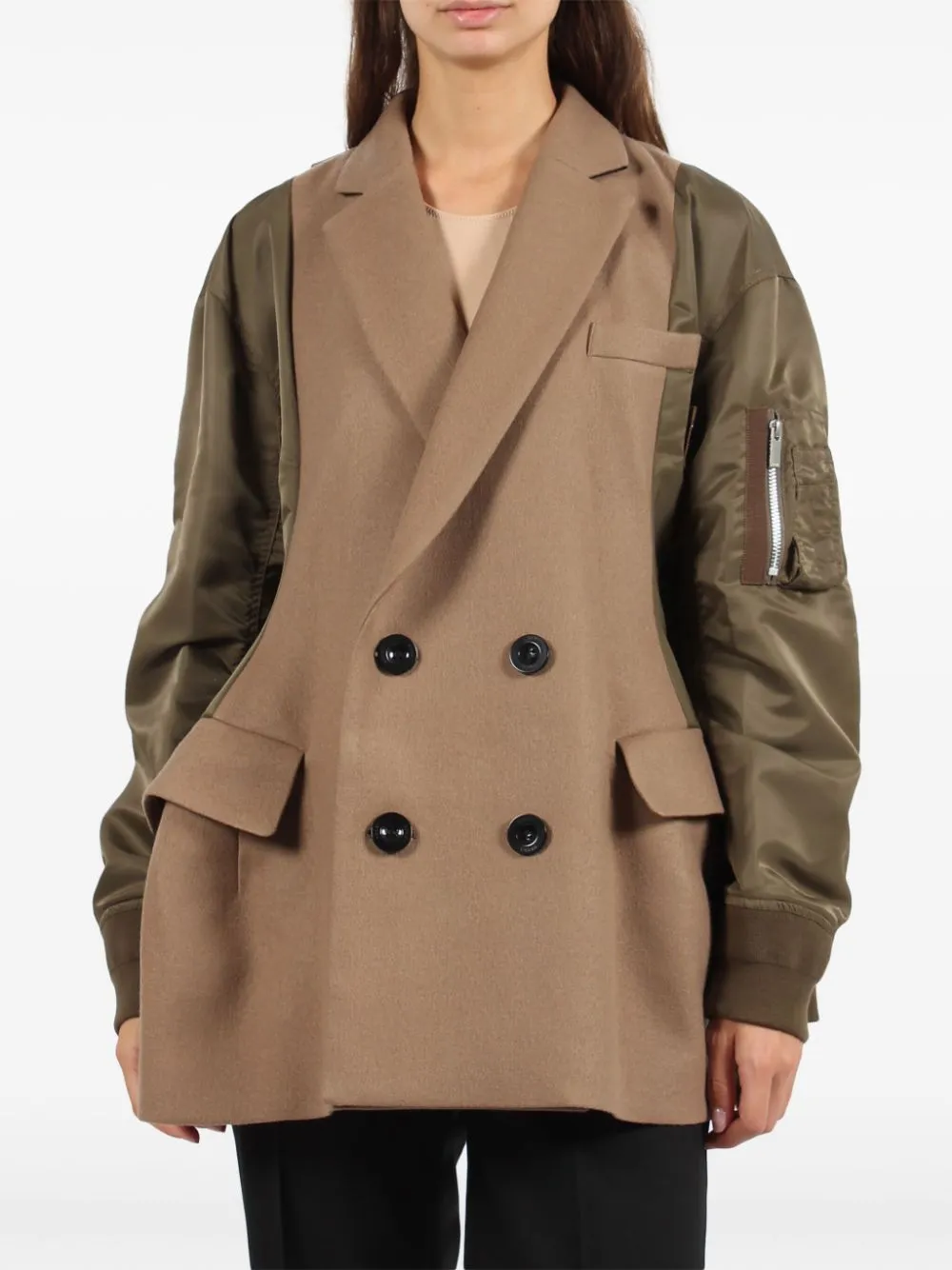 Wool Melton Nylon Twill Quil Coat