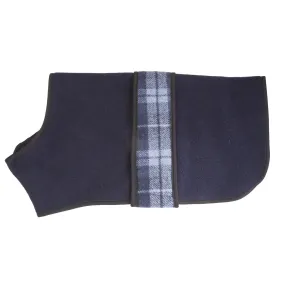 Wool Tartan Trim Dog Coat Navy